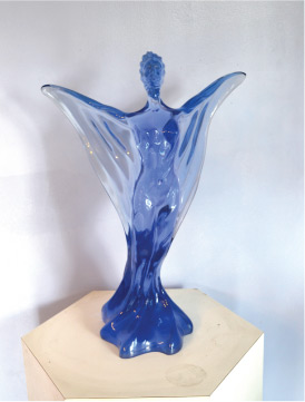 Angelic Woman  Resin Statue Blue Acrylic