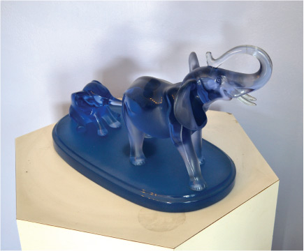 Elephants Resin Statue Blue Acrylic