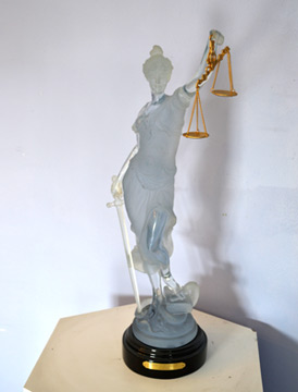 Lady Justice Resin Statue Clear Acrylic